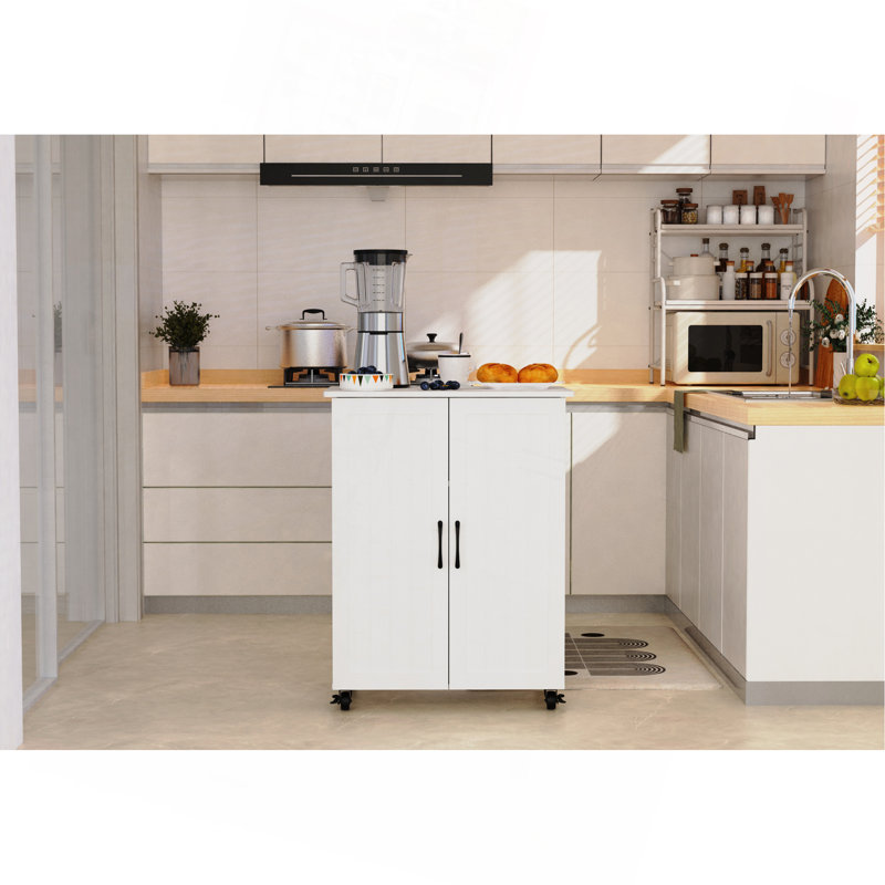 Îlot de cuisine sur roulettes avec chariot de rangement pour armoire de cuisine, petits îlots portatifs pour la cuisine, buffet pour armoire à café avec portes de grange et roulettes pour salle à manger