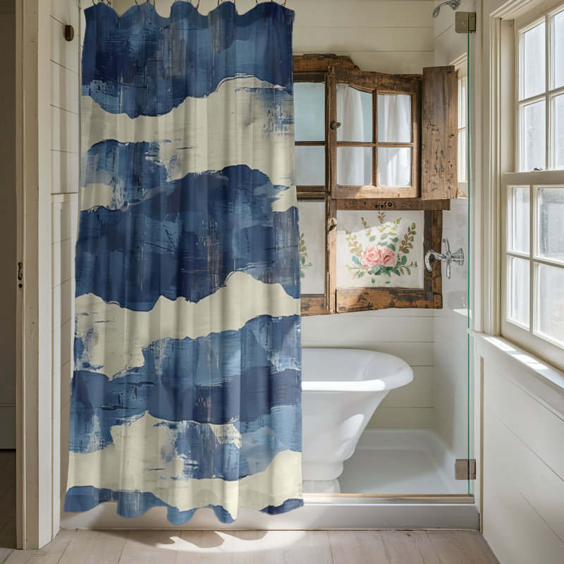 Blue Marks - Premium Shower Curtain, 74"H x 71"W