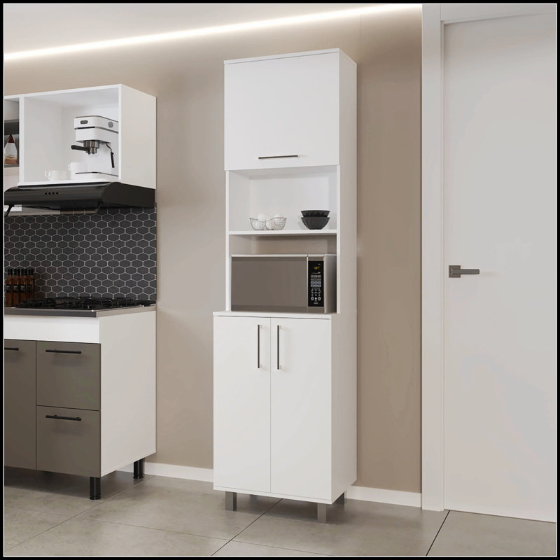 Garde-manger avec 2 portes pneumatiques et rangement ouvert pour les cuisines modernes et organisées