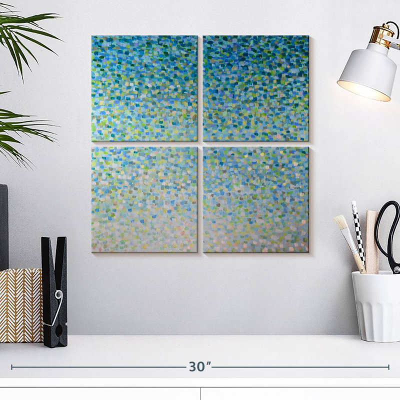 Verre bleu de mer, H 18 po x l 18 po