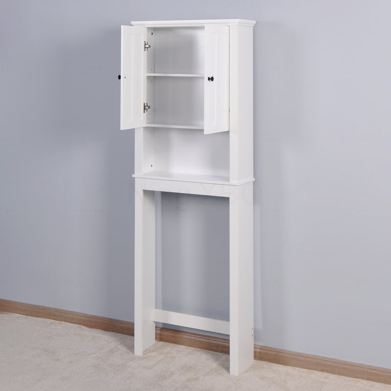 Armoire de rangement pour salle de bain en bois au-dessus de la toilette avec tablettes réglables