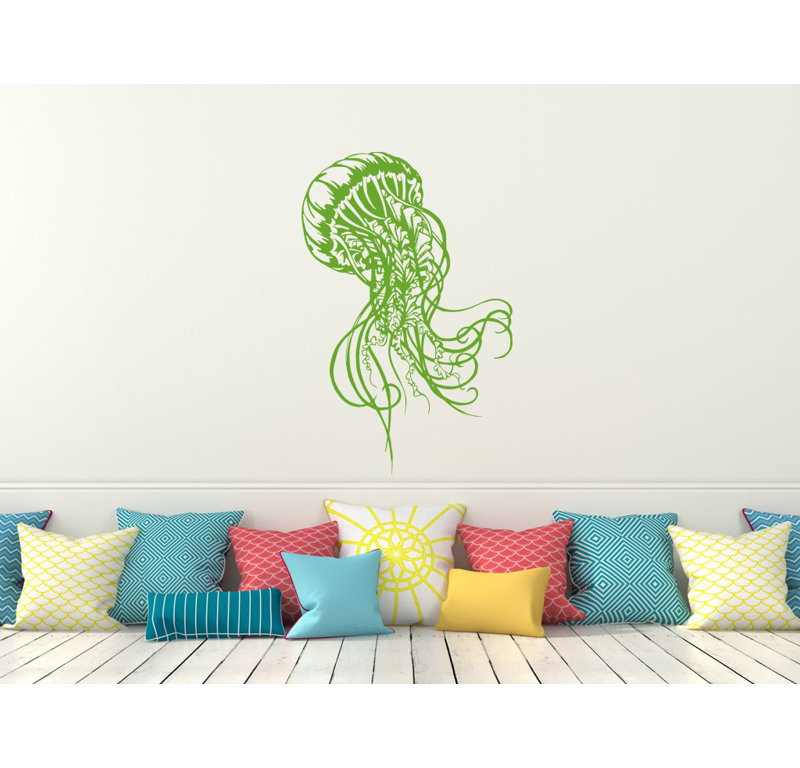 Adhésif décoratif salle de bain méduse, Vert tilleul