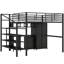 Lit mezzanine en métal noir avec table et garde-robe, style contemporain, construction, espaces de rangement abondants, techniques d'assemblage simples, structure robuste, options, processus