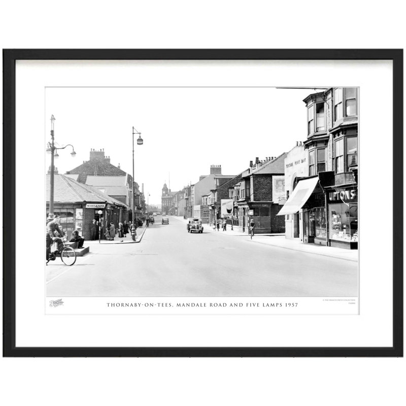 Thornaby On Tees, Mandale Road And Five Lamps 1957 - Single Picture Frame Print, 45cm H x 60cm W x 2.3cm D