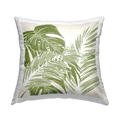 Coussin décoratif imprimé Green Layered Palms par Kim Allen