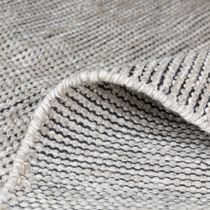 Norrita Striped Wool Hand Woven Area Rug, Runner 80 x 200cm