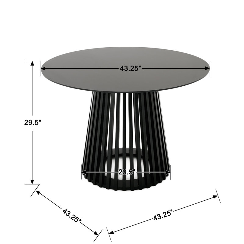 Modern Dining Table Set, 43.25’’ Round Pedestal Dining Table With Wood Base And Upholstered Dining Chair With Metal Frame For Kitchen/Dining Room/Living Room
