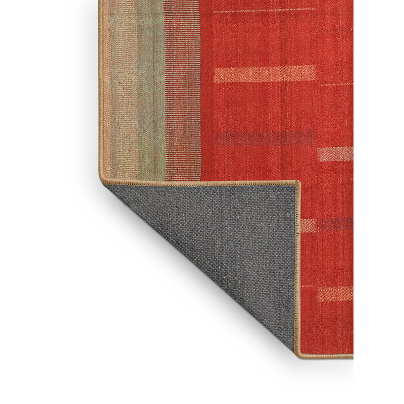 Tapis de zone rouge/vert contemporaine, Rectangle 2 pi x 3 pi