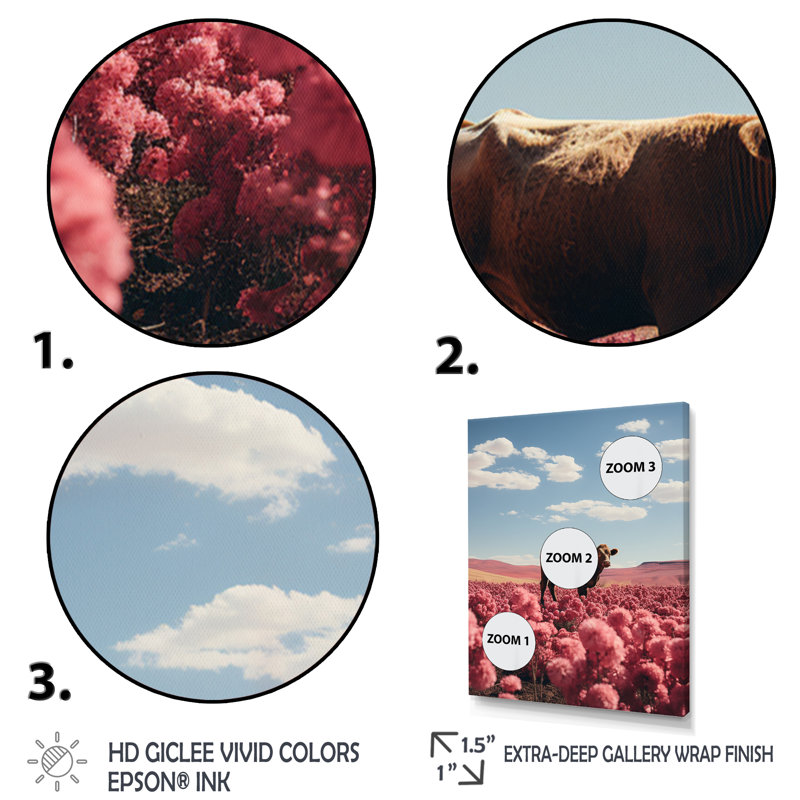 Cow Tranquil Fields - Animals Canvas Print, H 32 po x l 16 po x P 1 po, Toile tendue