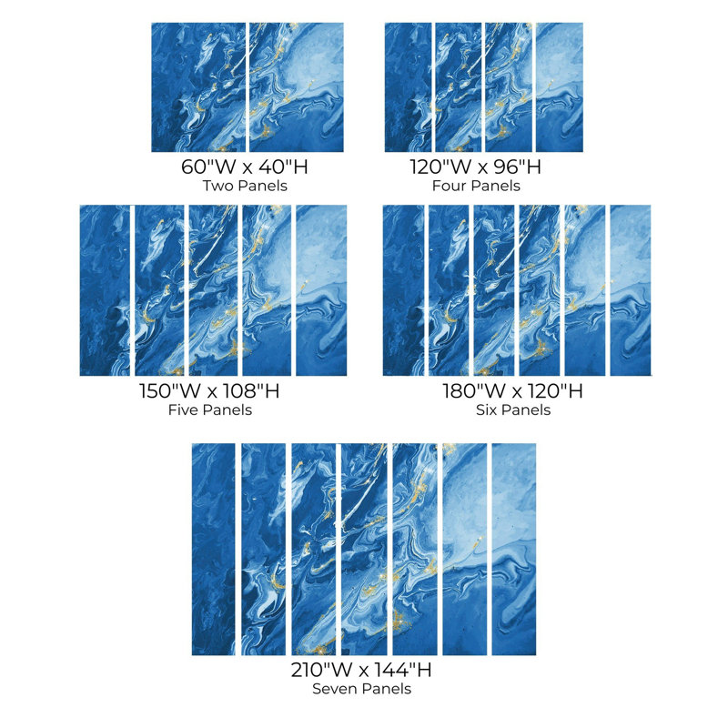 Papier peint de qualité supérieure - texture marbre bleu, L 120 po x l 180 po