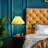 21.25in Orange Spiral Table Lamp with Scalloped Pleated Shade-344361205-344361204
