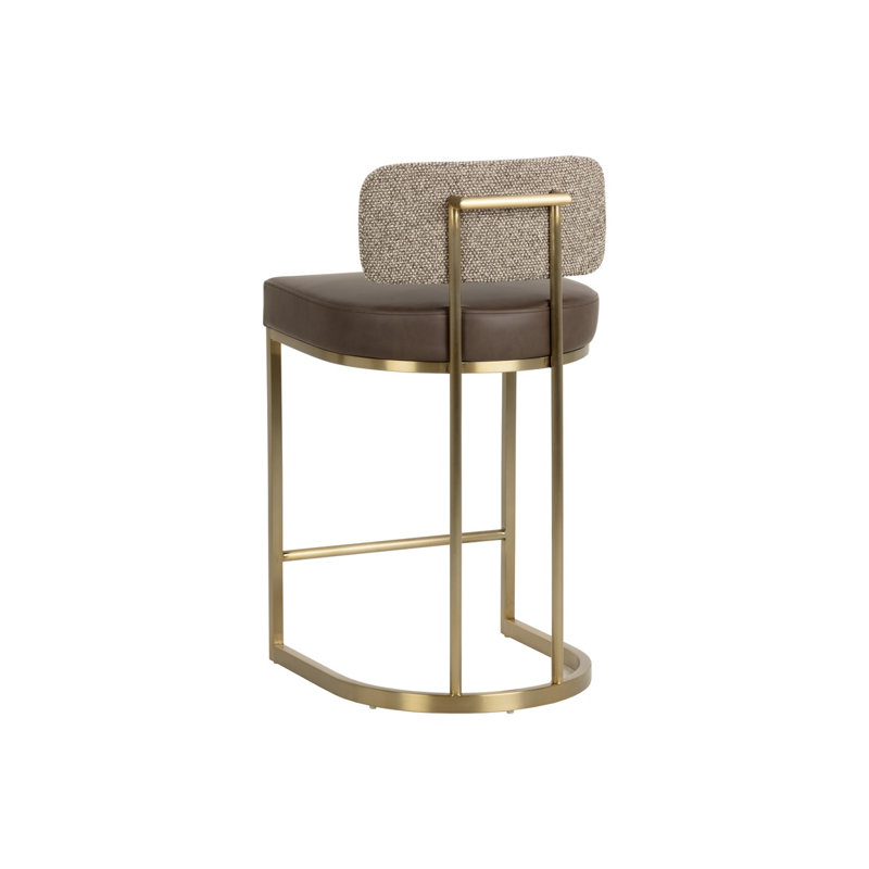 Bellatrix Upholstered Bar Stool with Metal Frame, Bravo Black/Halton Birch, Counter Stool (26.5" Seat Height)