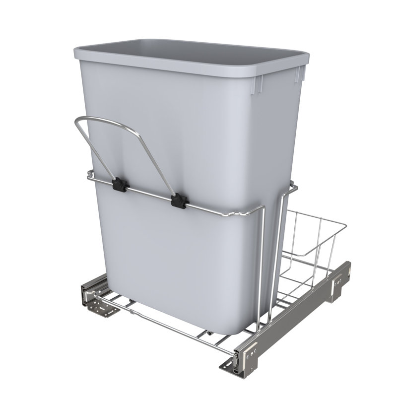 Rev-A-Shelf Universal Waste Container with Rear Basket, 32 qt. (8 gal)
