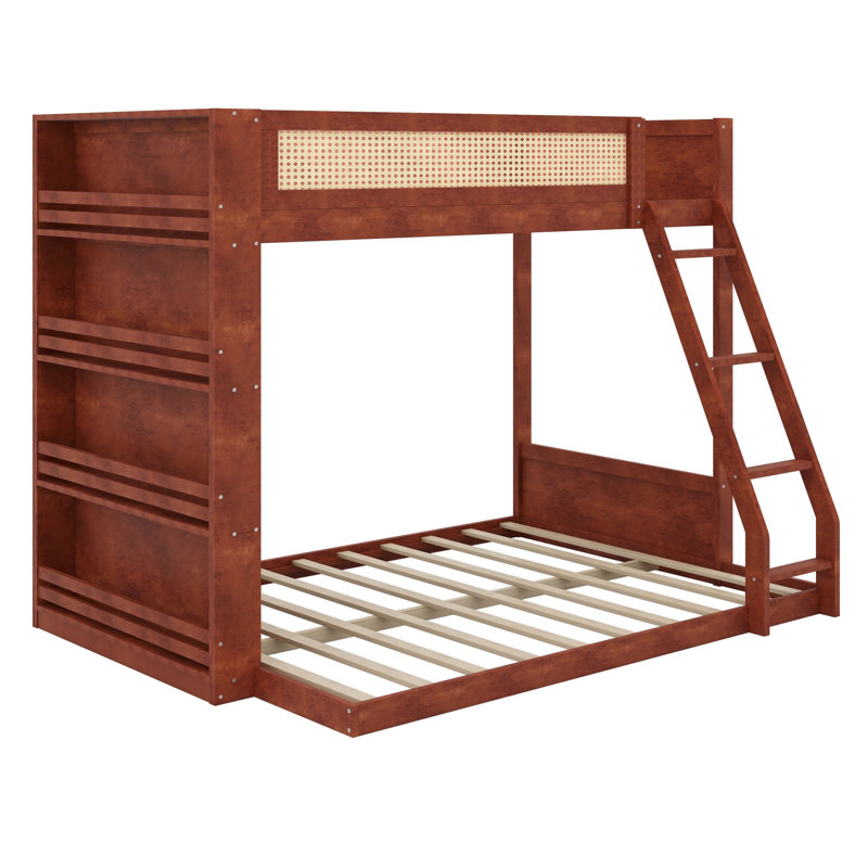 Lit superposé avec tablette de rangement et DEL, parfait pour les chambres à coucher, Espresso