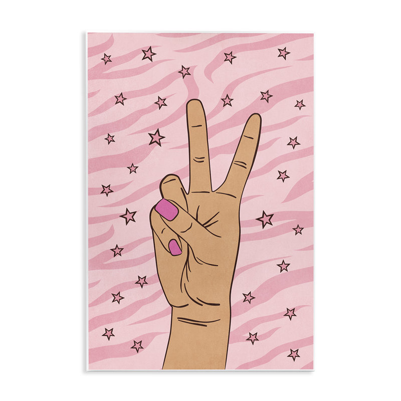 Art mural "Peace Hand & Stars" par Nataly White, H 19 po x l 13 po