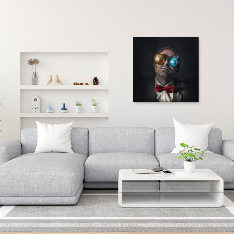 «Quirky Christmas Man», reproduction d'art mural contemporain abstrait, H 36 po x l 36 po