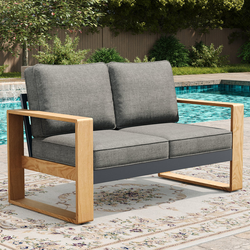 137.9cm Wide Loveseat with Cushions, Dark Grey