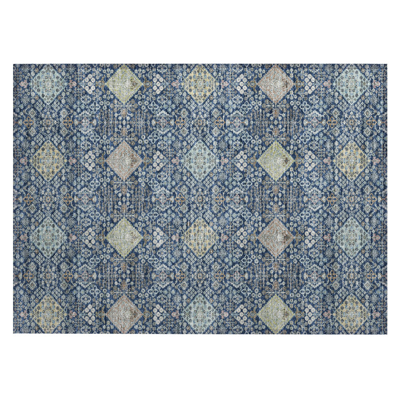 Machine Washable Indoor/Outdoor Chantille ACN2440 Traditional Rug, 1'8" x 2'6", Navy