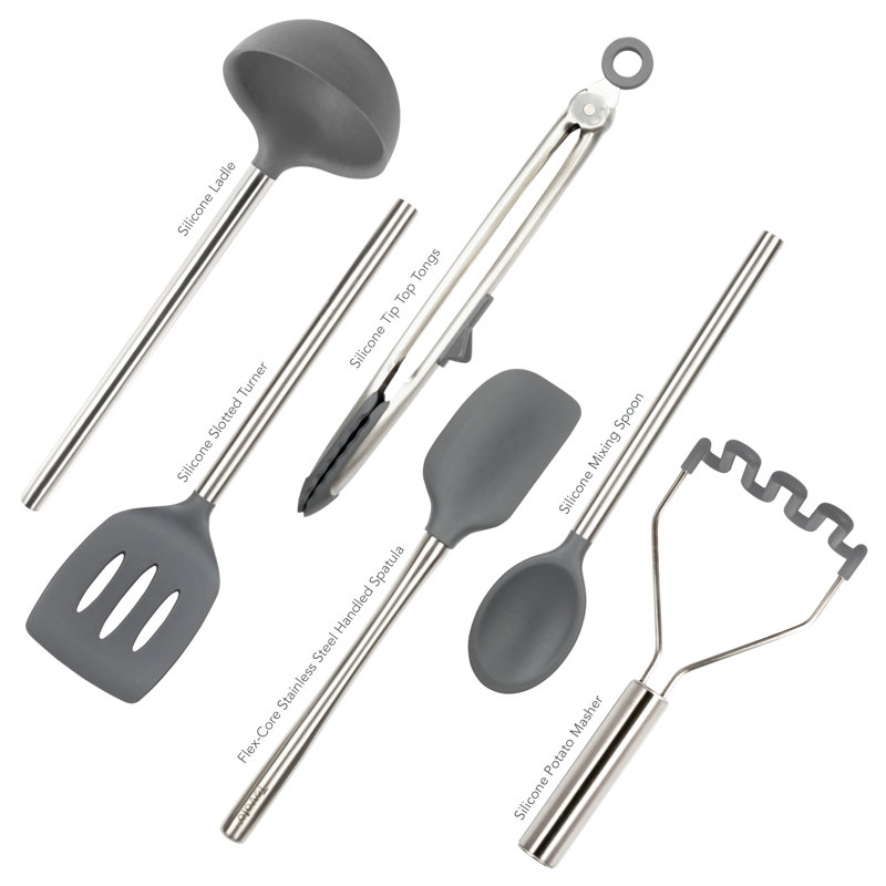 Tovolo 6-Piece Assorted Kitchen Utensil Set, Charcoal