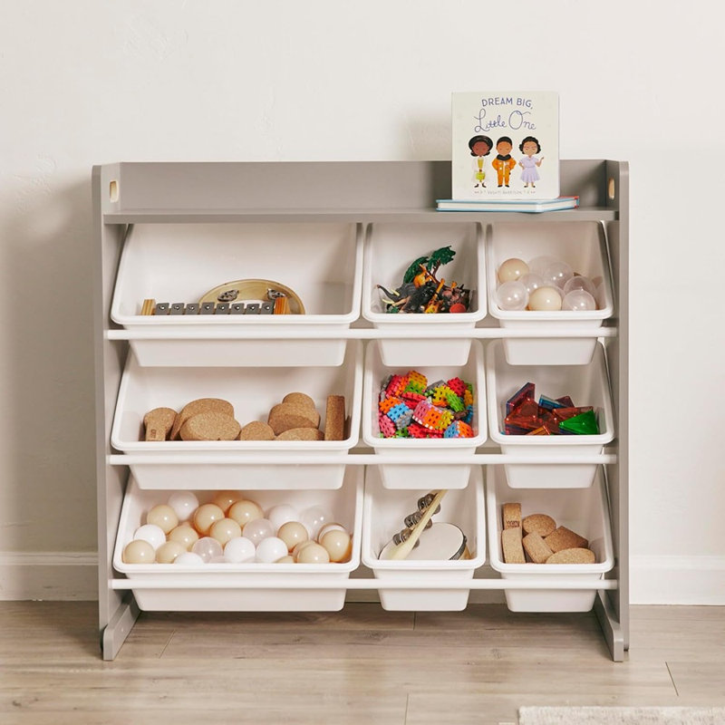 Rangement pour jouets - gris et blanc