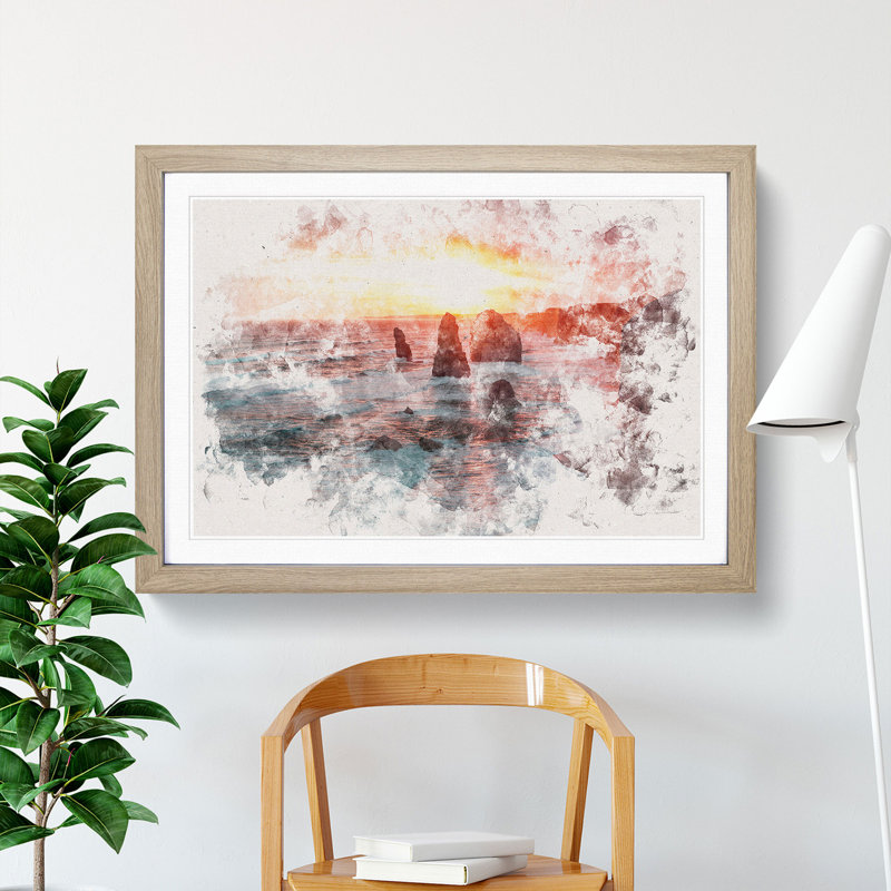 Twelve Apostles in Victoria Australia - Picture Frame Painting Print, 33cm H x 45cm W x 2cm D, Oak Framed