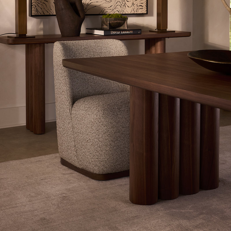 Theodore 96" Dining Table Perfect Walnut Wood Finish, Modern Design