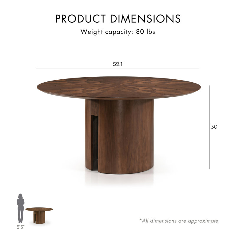 Farrish Solid Wood Pedestal Round Dining Table