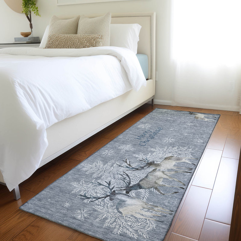 Premium Machine Washable Cerrito AMF213 Ash Rug, Runner 2'3" x 7'6"