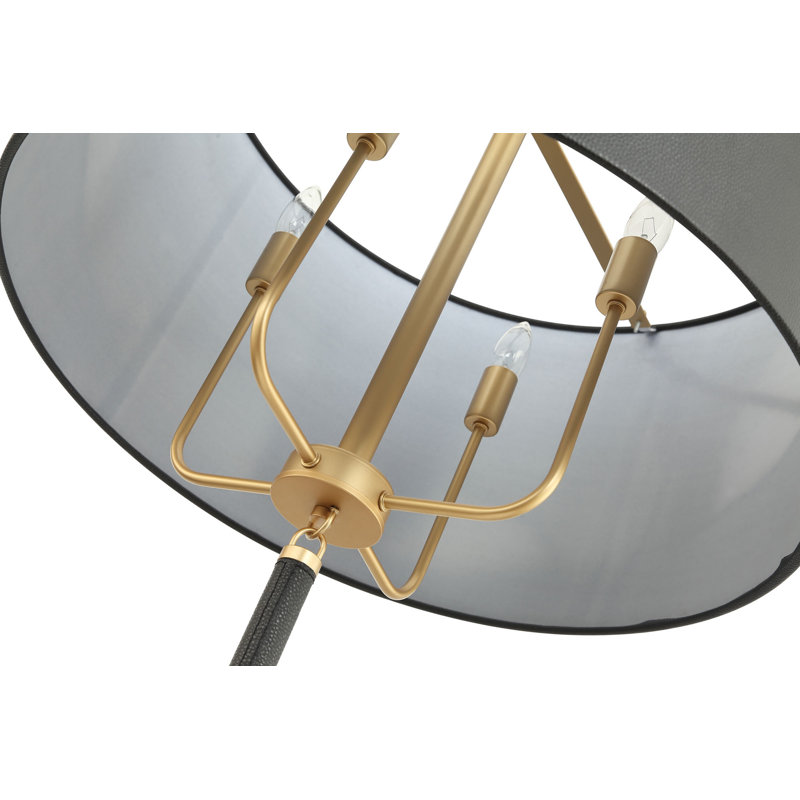 Secret Agent 4-Lt Pendant - Painted Gold/Black Leather, Painted Gold, Black