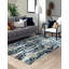 5x8 Blue Hand-Knotted Wool Floral Pomegranate Columns Geometric Modern Contemporary Carpet Rug