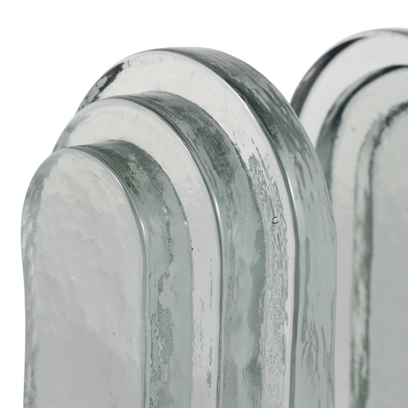 Serre-livres en verre transparent moderne en forme d'arche pour la décoration d'étagères et de bureaux - Apport décoratif et élégant pour la maison ou le bureau - Lot de 2,15 cm, transparent