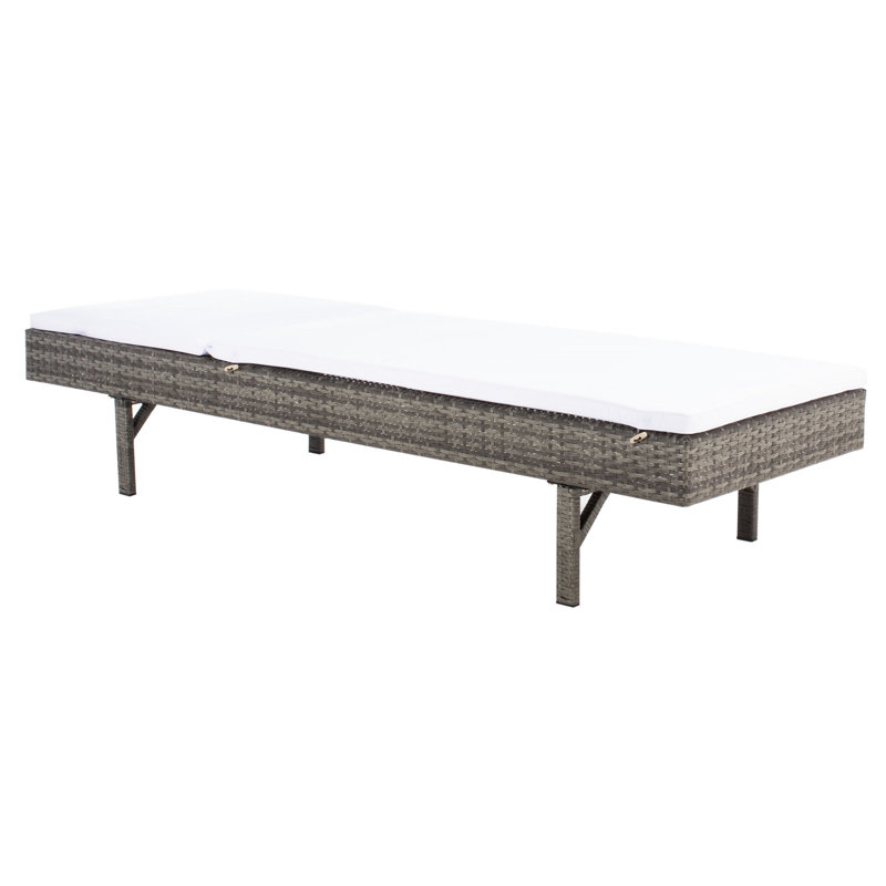 Chaise longue inclinable avec coussins Esmai, Structure grise / coussin blanc