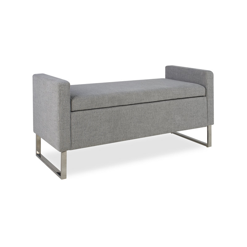 47" Ottoman With Storage,Upholstered Entryway Bench For Bedroom And Living Room,End Of Bed Bench With Metal Base, Grey. Modern Style