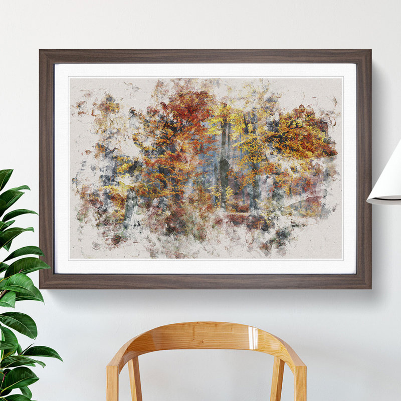 Autumn Forest Vol.3 Watercolour - Picture Frame Graphic Art, Walnut, 48cm H x 65cm W x 2cm D