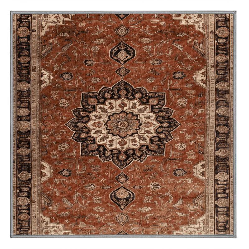 Tapis brun lavable à la machine, Carré 3 pi