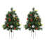 Ensemble de 2 sapins de Noël artificiels d'extérieur sans cordon avec 24 lumières et piquets blanc chaud HOMcom