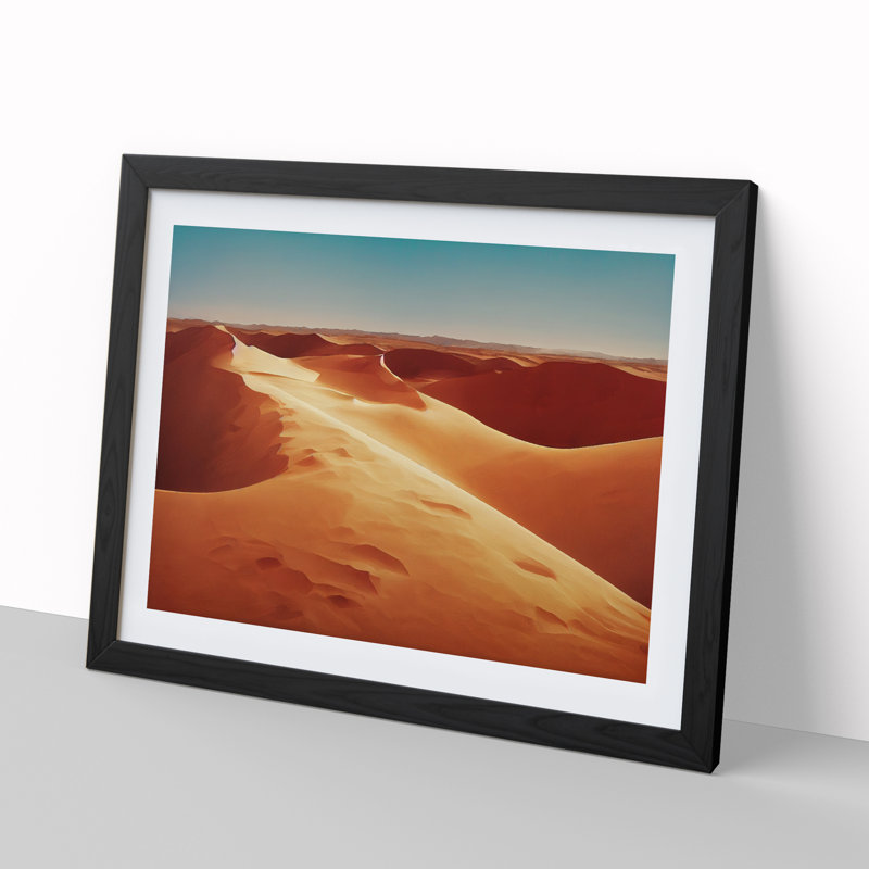 Placid Desert - Single Picture Frame Print, 25cm H x 34cm W x 2cm D, Black Framed