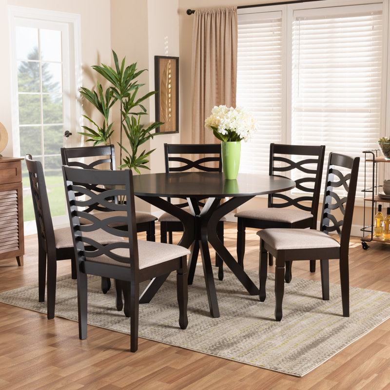 6 - Person Solid Wood Top Pedestal Dining Set