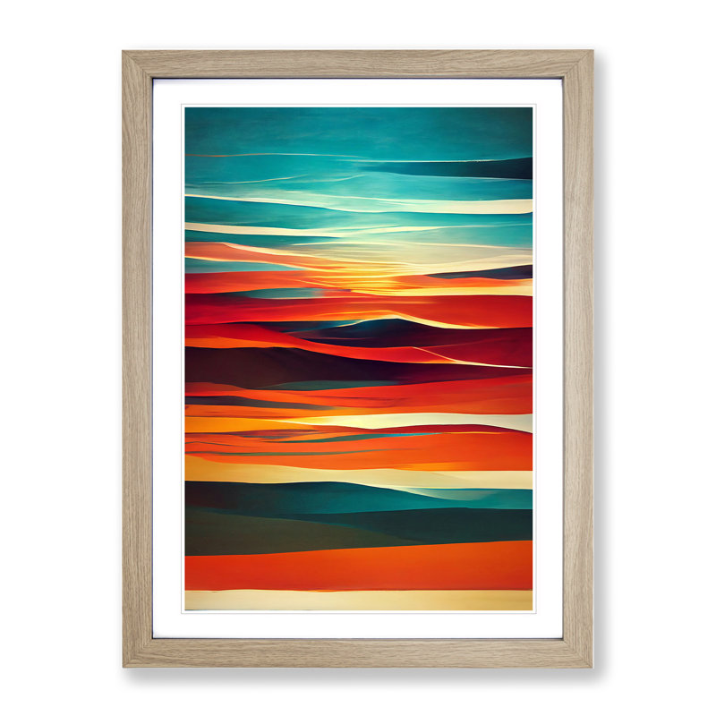 XV1022-4295X Sunset Abstract No.4 - Single Picture Frame Print, 34cm H x 25cm W, Oak Framed