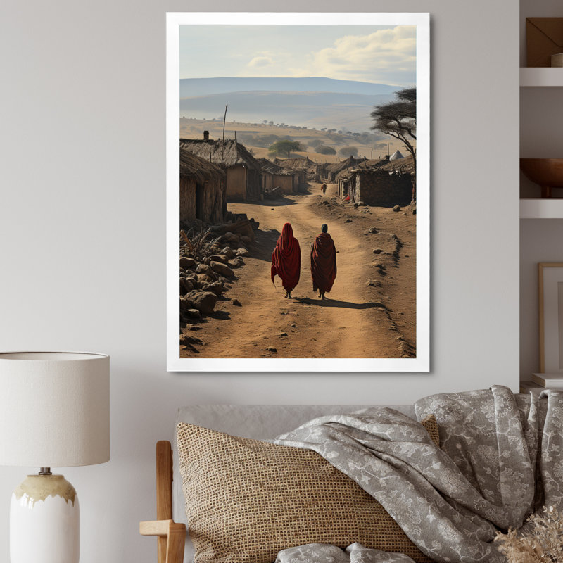 «Epsilon African Village Maasai», reproduction sur toile, Cadre photo blanc, H 40 po x l 30 po x P 1,5 po