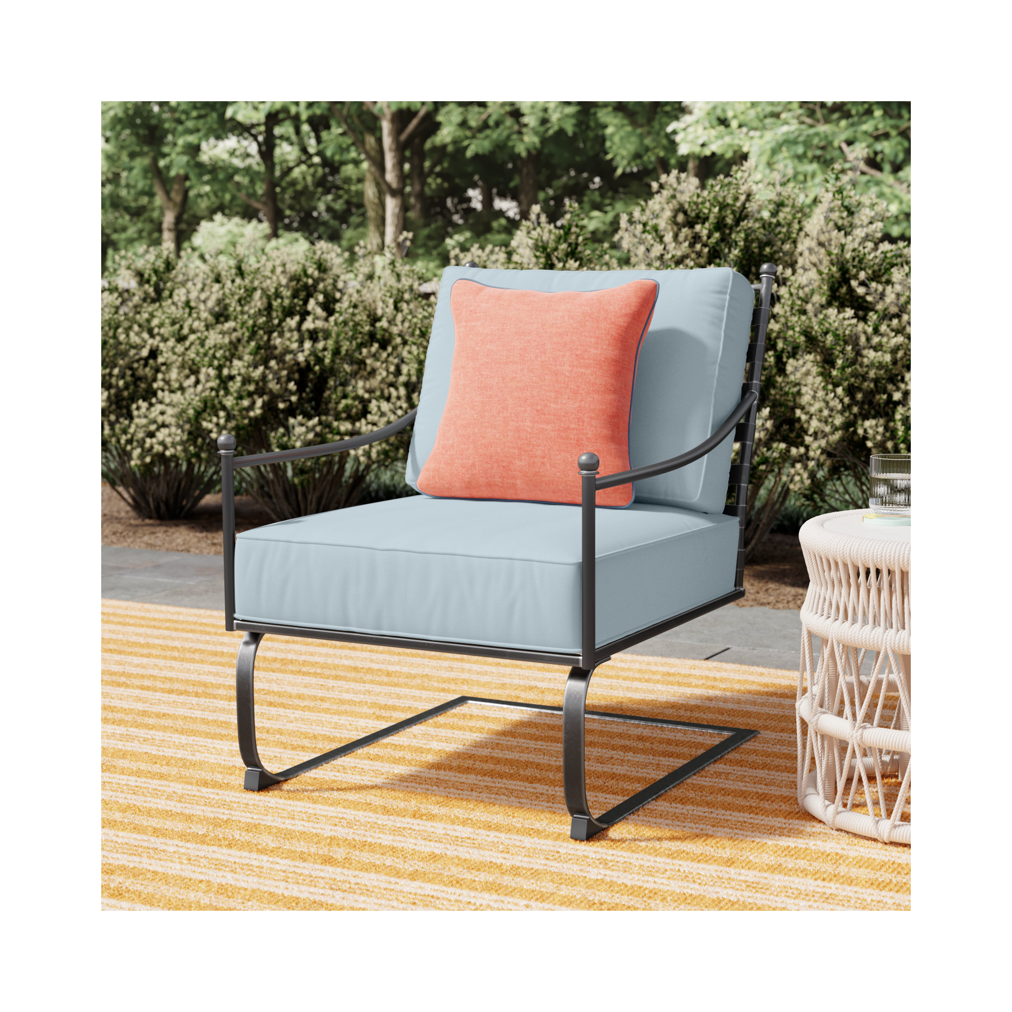 Lucier Patio Chair with SunbCushions, Canvas Skyline Sunbrella®
