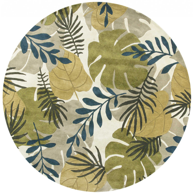 Tapis ivoire en laine 5 pi x 8 pi, Rond 7 pi 6 po