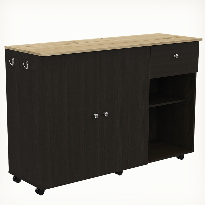 Versatile Kitchen Island Cart with Extra Workspace and Mobility, White