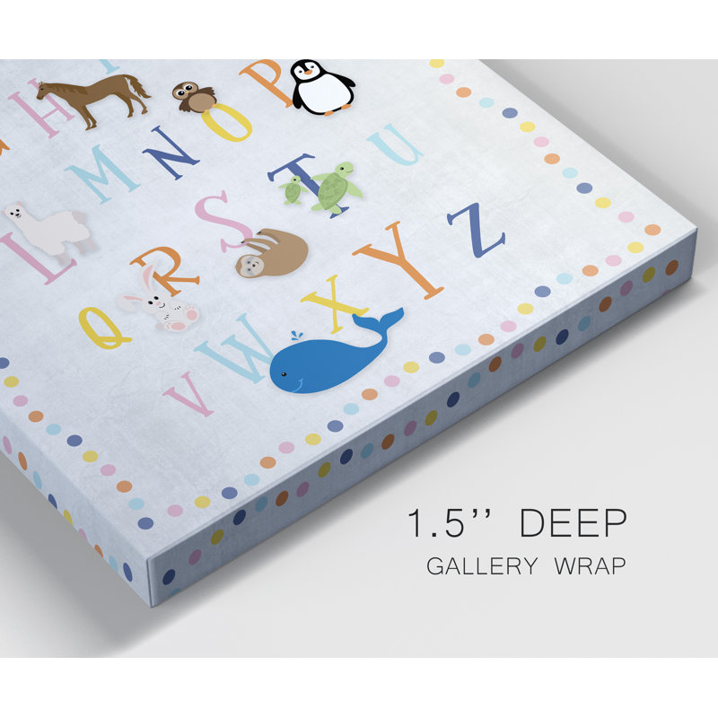 Animal Alphabet - reproduction d'art textuel sur toile tendue, H 20 po x l 16 po