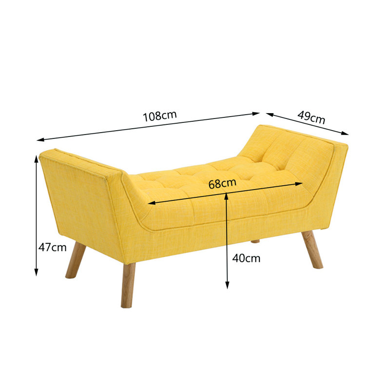Raoul Upholstered Chaise Lounge, Yellow
