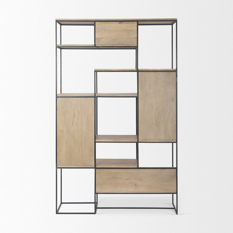 Pawnee Bookcase, Light Brown/Black