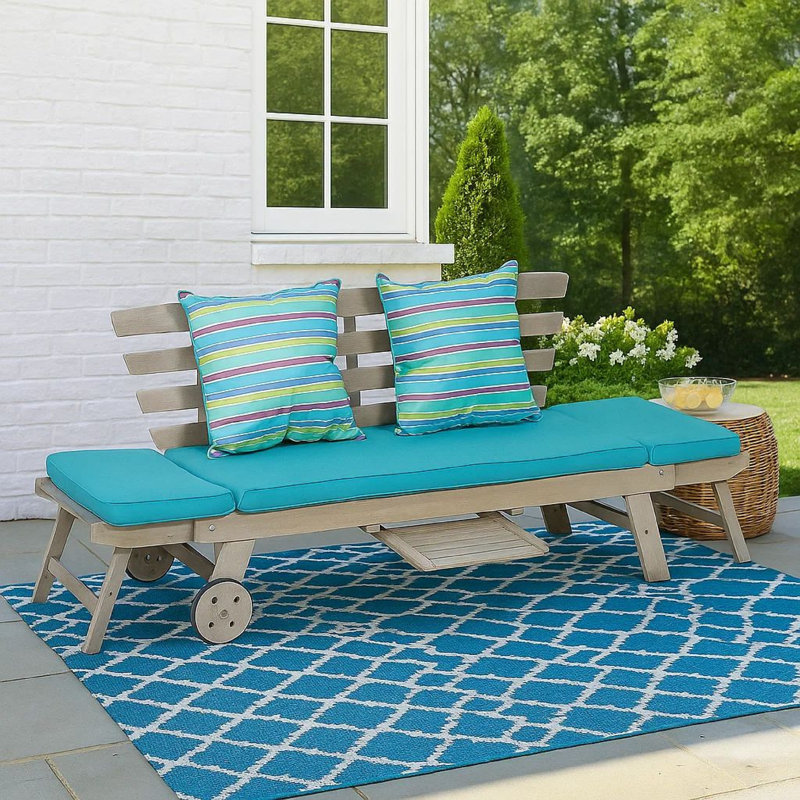 Hilman 78'' Wide Acacia Patio Sofa with Cushions