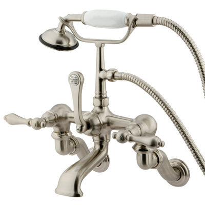 Hot Springs Triple Handle Wall Mounted Clawfoot Tub Faucet with Handshower