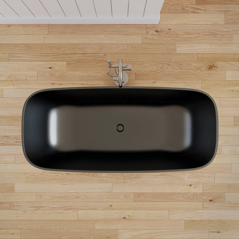 Forma 67'' Freestanding Tub Solid Surface Freestanding Soaking Bathtub, Matte Black
