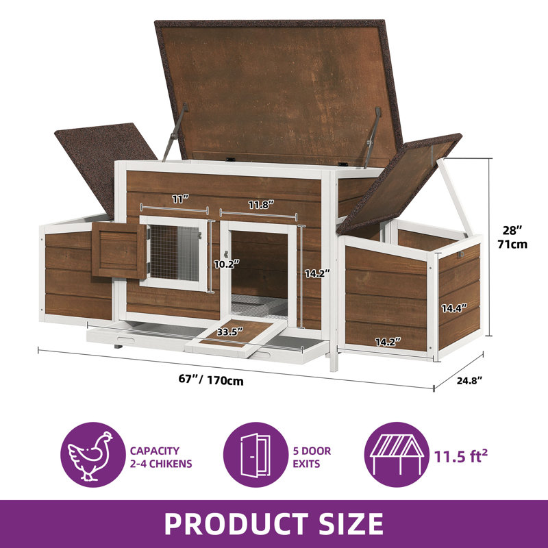 Tucker Murphy Pet™ 11.5 Square Feet Chicken Coop With Nesting Boxes, Bronze
